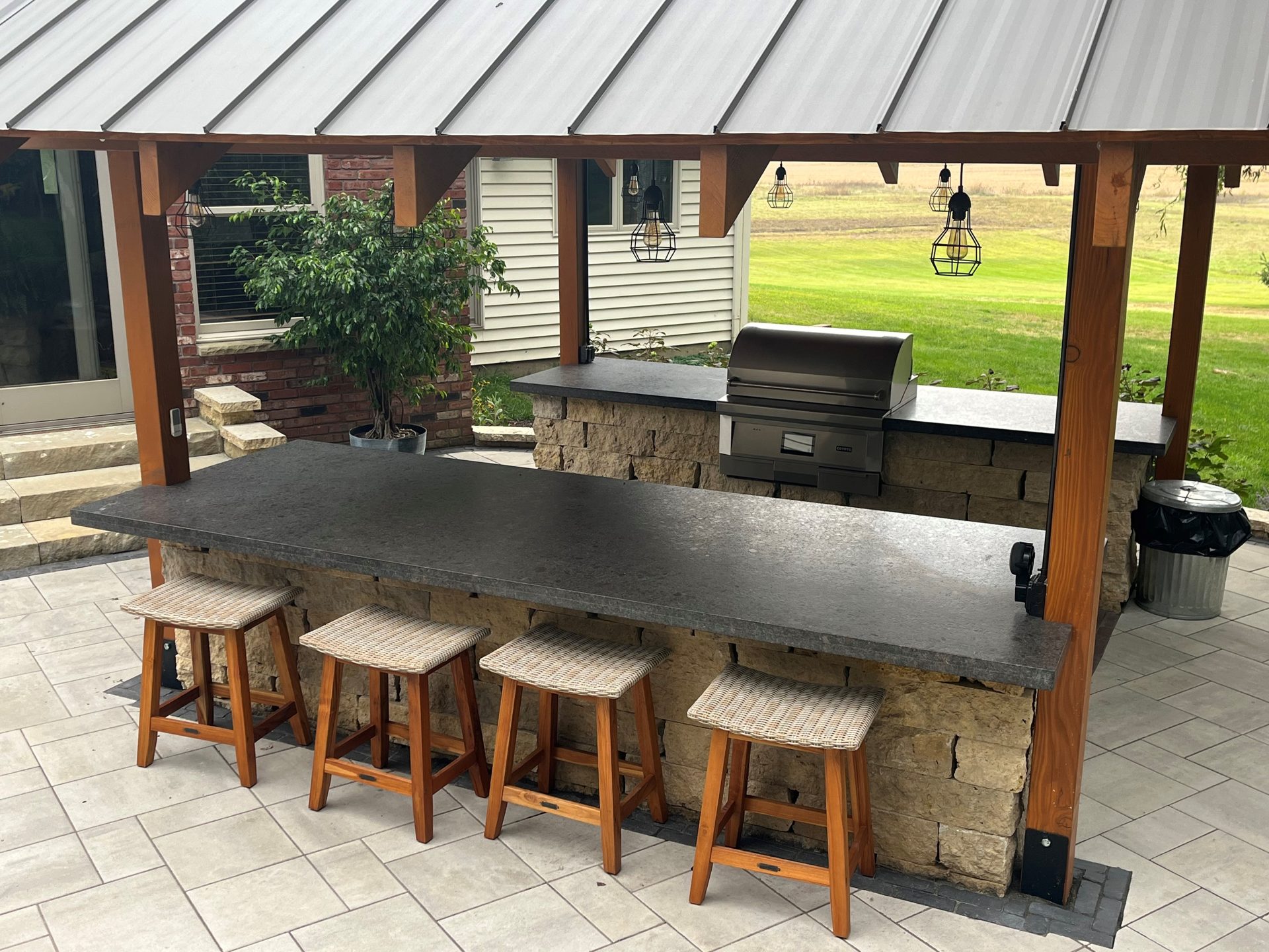 Coffee Brown brushed granite countertop by Aceno